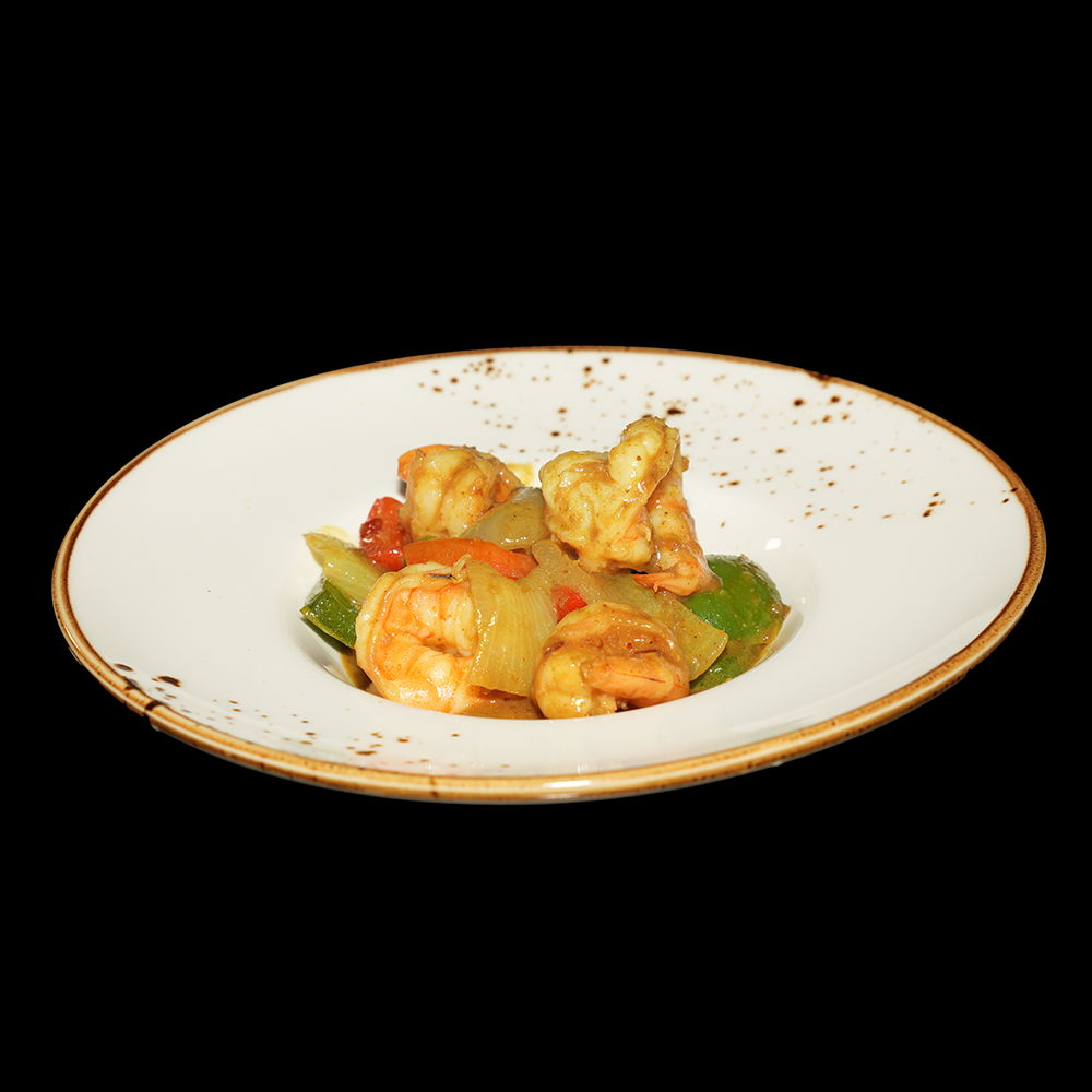 Gamba con salsa curry